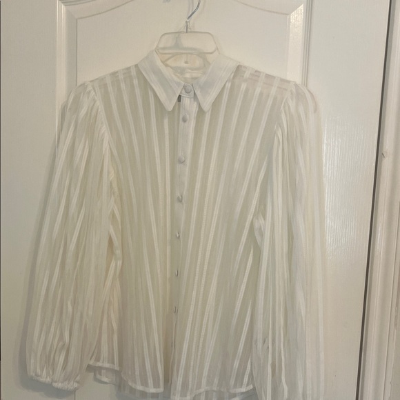 Worthington Cream Striped Blouse - Picture 1 of 7